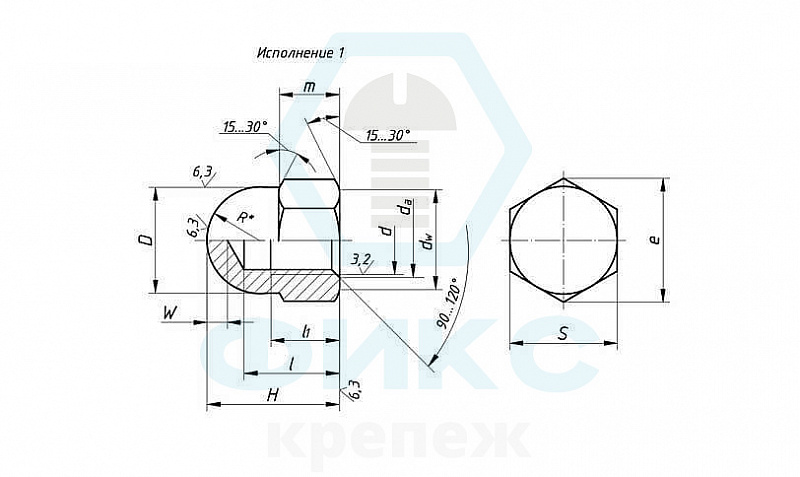 Гайка 12Х18Н9 ГОСТ 11860-85 М8 нержавеющая сталь 12Х18Н9